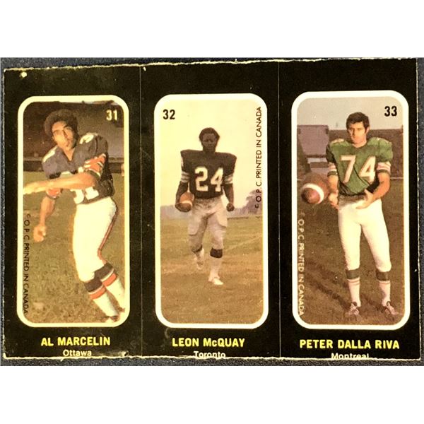 1972 O-PEE-CHEE CFL FOOTBALL INSERT STICKERS - LEON McQUAY / PETER DALLA RIVA (HOF)