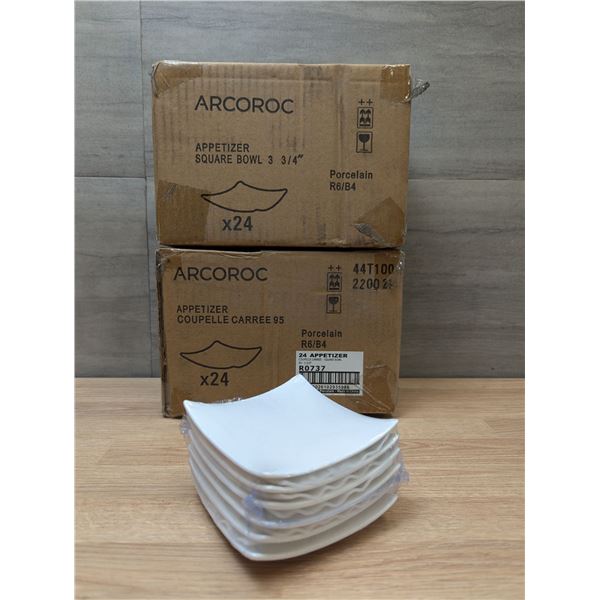 Arcoroc Appetizer 3-3/4" Square Porcelain Plates - Lot of 48 (2 Cases)