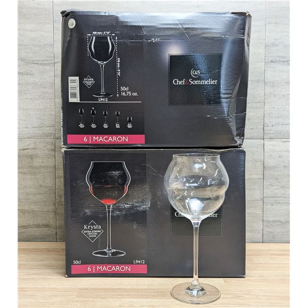 Macaron 17oz Stemmed Wine Glasses, Chef & Sommelier L9412 - Lot of 12 (2 Boxes)