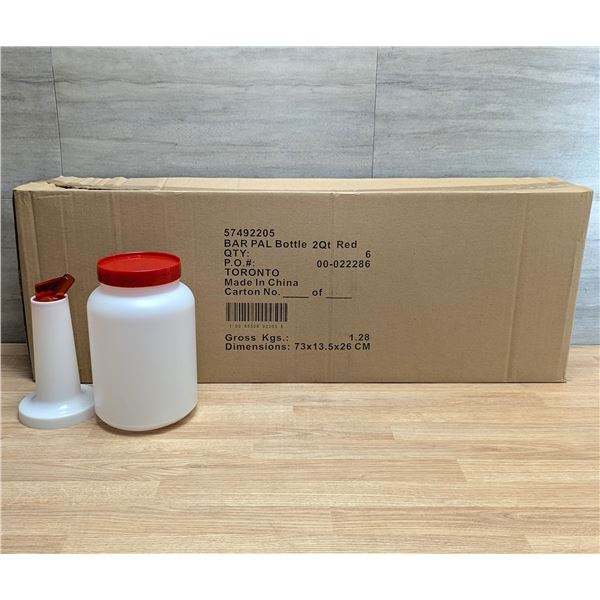 2qt Containers with Pourers, Red - Lot of 6 (1 Box)