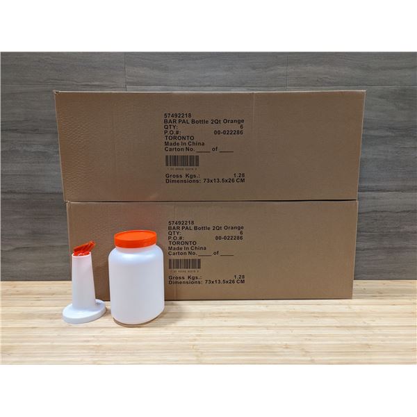 2qt Containers with Pourers, Orange - Lot of 12 (2 Boxes)