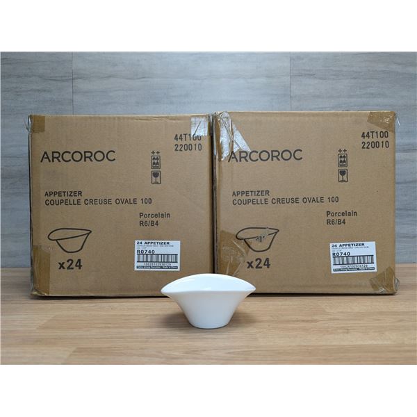 Arcoroc 2oz Appetizer Deep Oval Porcelain Bowls - Lot of 48 (2 Cases)