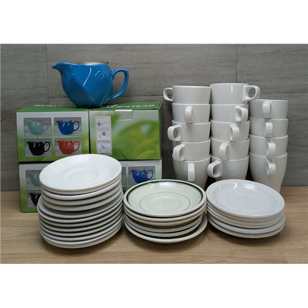 Assorted White Mugs & Saucers - Lot of Approx. 170pcs