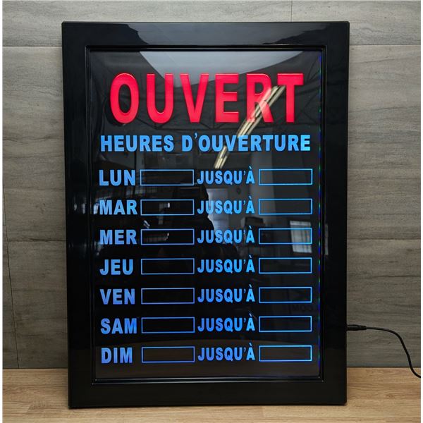 MAJORLED Open Sign With Business Hours, French