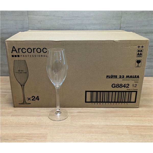 7.25oz Malea Flute Glasses, Arcoroc G8842 - Lot of 24