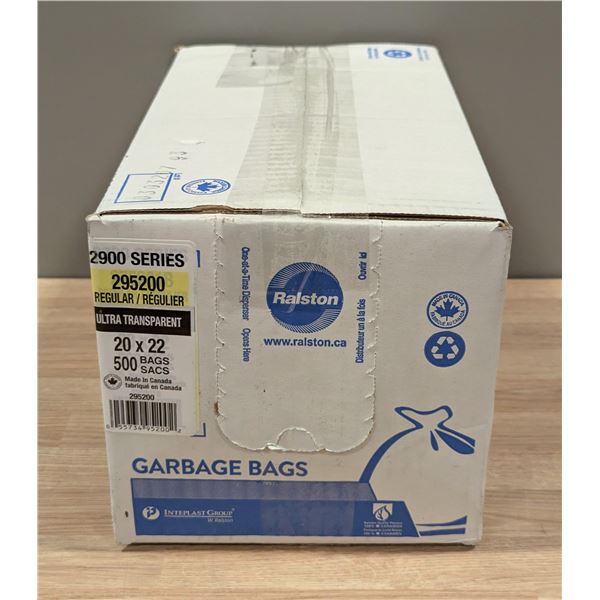 Ralston 20 x 22 Ultra Transparent Garbage Bags - Lot of 1 Case
