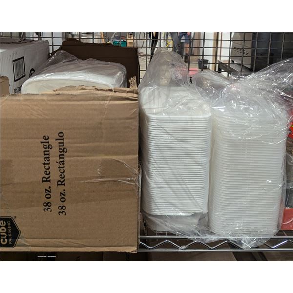 Cube Packaging 38oz Rectangle Container with Lid - Lot of Approx. 100 Sets