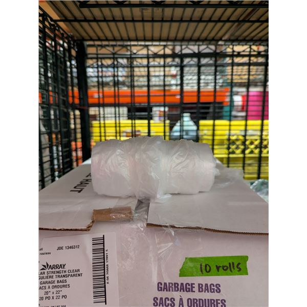 Array 20x22 Regular Strength Clear Garbage Bags - Lot of 10 Rolls