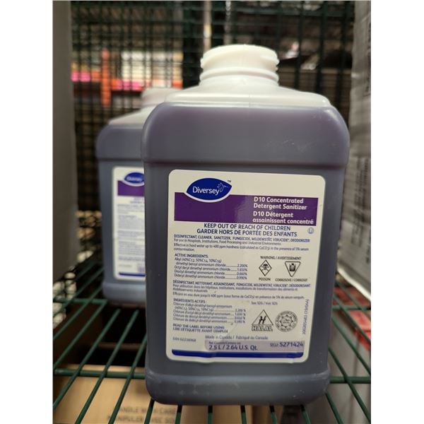 Diversey D10 Concentrated Detergent Sanitizer, 2.5L - Lot of 2