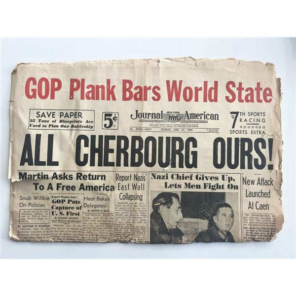 WWII 1944 New York Journal-American newspaper