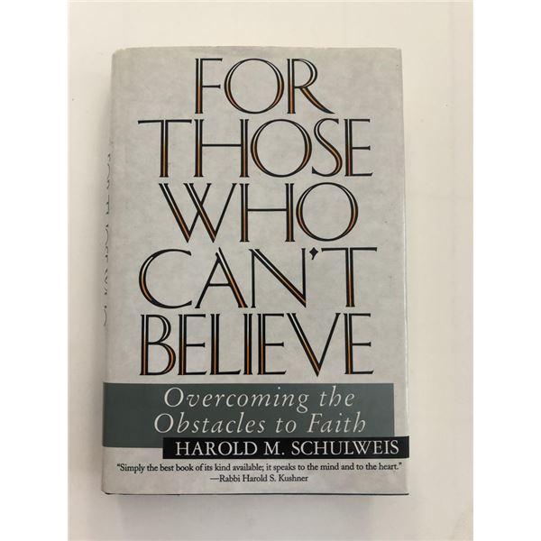For Those Who Can't Believe Harold M. Schulweis signed book