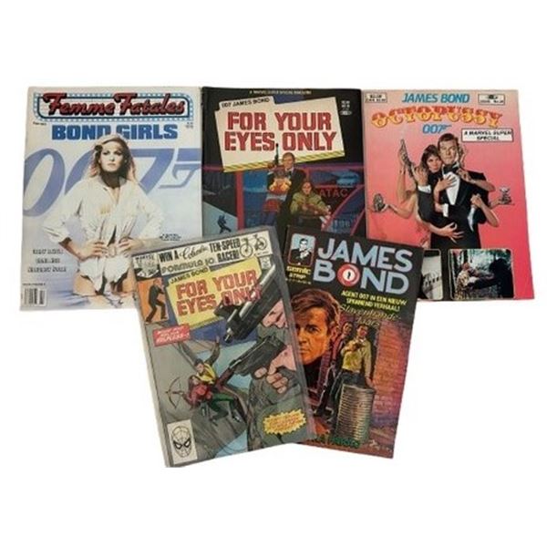 Vintage James Bond 007 Comic & Magazine Collection – 5-Piece Estate Lot
