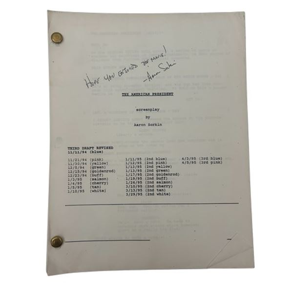 The American President Signed Aaron Sorkin Script