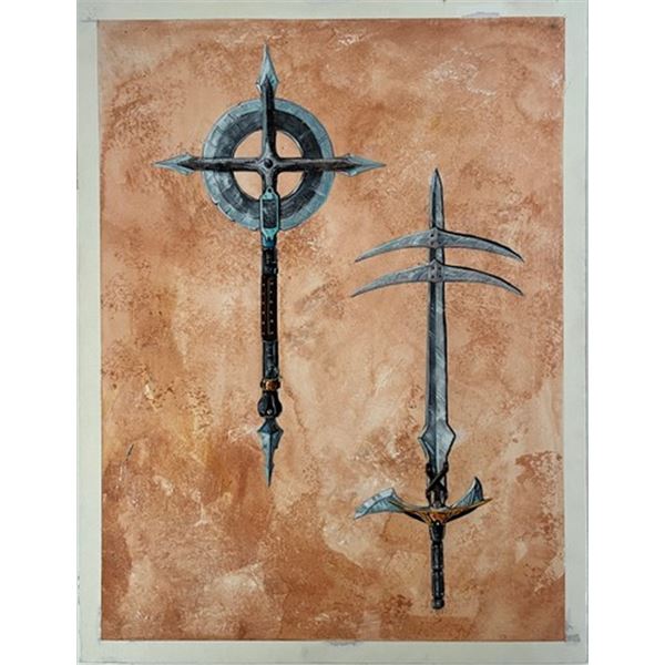 Beowulf Concept Drawing of Weaponsmaster Swords Movie Memorabilia