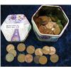 Image 2 : 44. Floral Tin with (43) Mixed Wheat & old Memorial Cents.