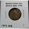 Image 1 : 64. 1909 P VDB Lincoln Cent. F-12.