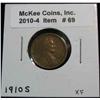 Image 1 : 69. 1910 S Lincoln Cent. EF 40.