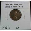 Image 1 : 72. 1916 S Lincoln Cent. EF 40.
