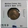 Image 1 : 73. 1914 D Lincoln Cent. VF-EF with numerous obverse