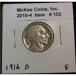 102. 1916 D Buffalo Nickel. F-12.