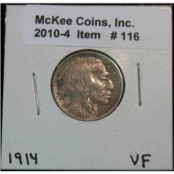 116. 1914 P Buffalo Nickel. VF.