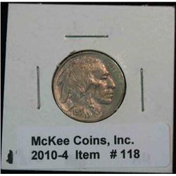 118. 1915 P Buffalo Nickel. AU 55.