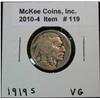119. 1919 S Buffalo Nickel. VG