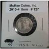 Image 1 : 127. 1853 Arrows Seated Liberty Dime. F-12.