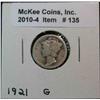 135. 1921 P Mercury Dime. G/AG