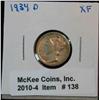 138. 1934 D Mercury Dime. EF 40.