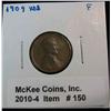 150. 1909 P VDB Lincoln Cent. F-12.