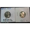 Image 1 : 158. 1977 D & 76 S Jefferson Nickels. BU & Proof.