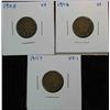 Image 1 : 160. 1905, 06, & 07 Indian Cents. All VF.