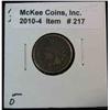 217. 1860 Indian Head Cent. Copper-nickel. G-4.