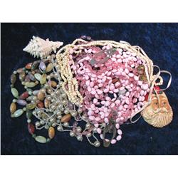 314. Group of old Costume Jewelry and a Sea Shell.