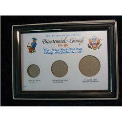 319. 1776-1976 Bicentennial Coinage Glass frame. New in box.