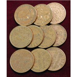 351. (10) 1953 Panama 1 Centesimos. VF-EF. Cat. $10.00.