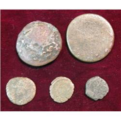 378. (5) Unattributed Ancient Roman Coins nearly 2000 years old.