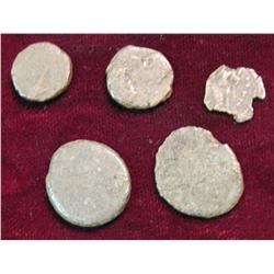 379. (5) Unattributed Ancient Roman Coins nearly 2000 years old.