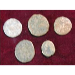 380. (5) Unattributed Ancient Roman Coins nearly 2000 years old.