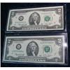 Image 1 : 431. (2) Series 1976 $2 Federal Reserve Notes. AU.