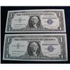 Image 1 : 444. (2) Consecutive Serial Number Series 1957B $1 Silver