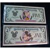 Image 1 : 452. $1 & $5 Disney Dollars signed by Scrooge McDuck. CU.