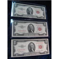 454. Series 1953, 53B, & C $2 U.S. Notes. "Red Seals" VG-AU