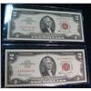Image 1 : 455. Series 1963 & 63A $2 U.S. Notes. "Red Seals".AU-Unc.