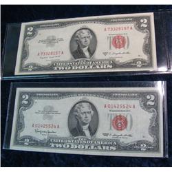 458. Series 1953B & 63 $2 U.S. Notes. "Red Seals". VF-EF 