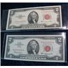 Image 1 : 458. Series 1953B & 63 $2 U.S. Notes. "Red Seals". VF-EF 