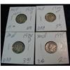 Image 1 : 485. 1929D VG+, 34P VF, 34D F, & 35P F Mercury Dimes.
