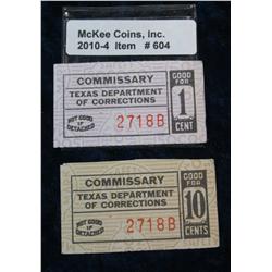 604. 1c & 10c "Commissary Texas Department of
