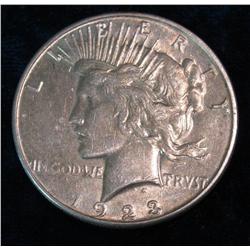 605. 1923 S U.S. Peace Silver Dollar. EF 40.